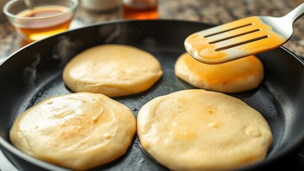 cook batter after pouring