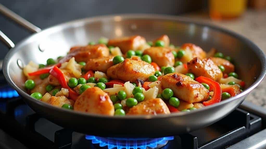 cook chicken and vegetables
