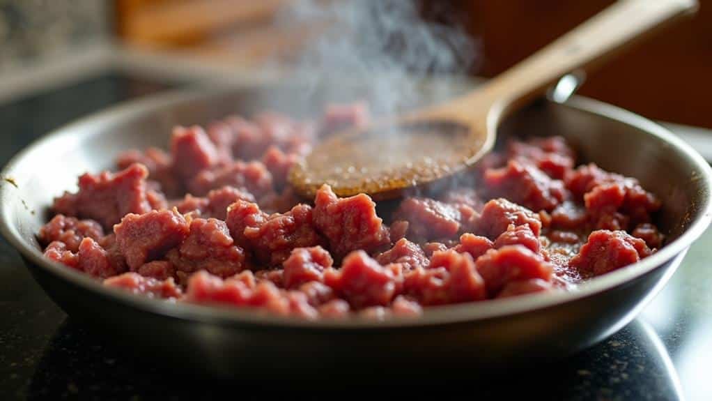 cook ground beef completely