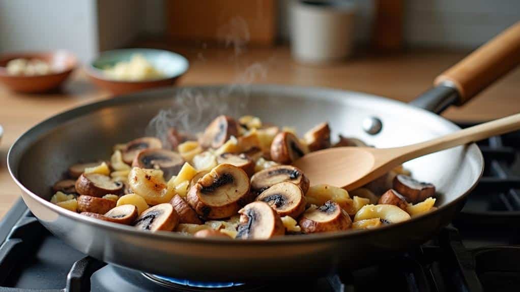 cook onions and mushrooms