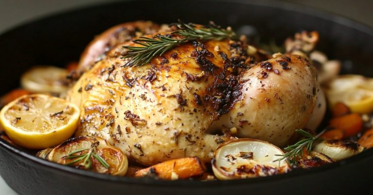 Easy roast chicken in cast iron skillet