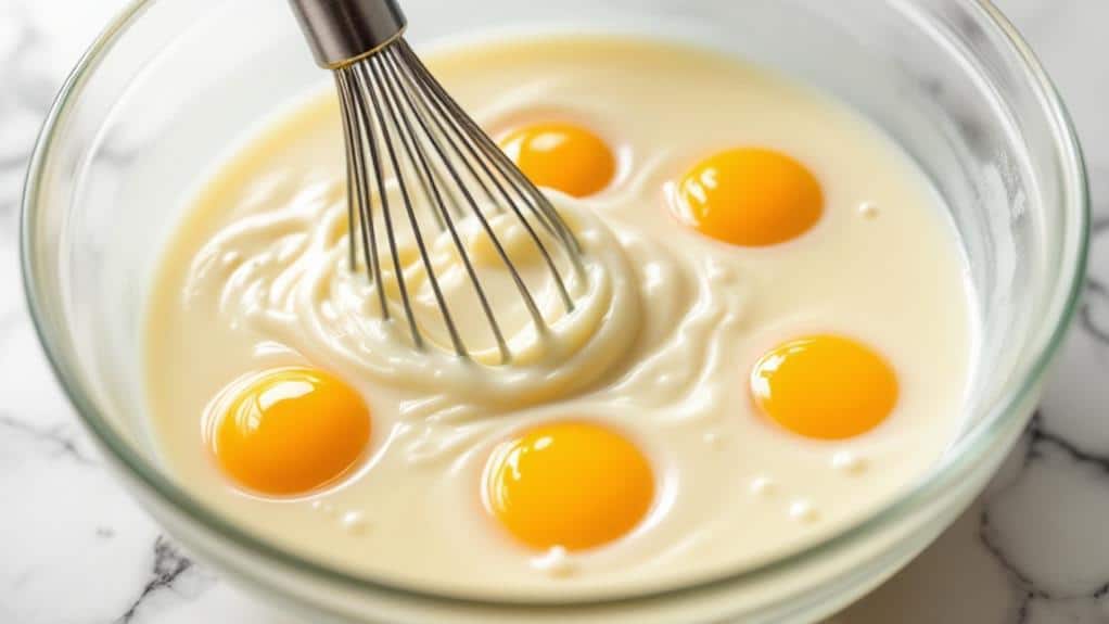 mix eggs and cream
