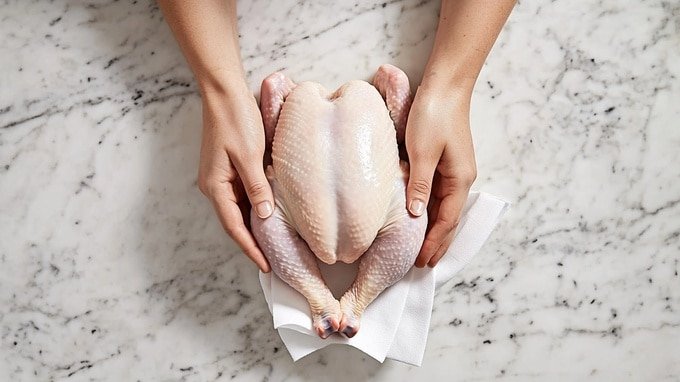 Pat dry chicken thoroughly