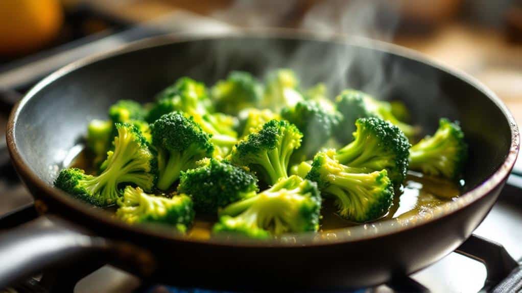 saut broccoli in skillet