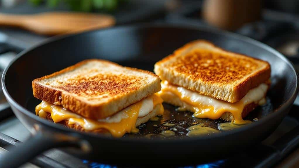 toast bread in skillet