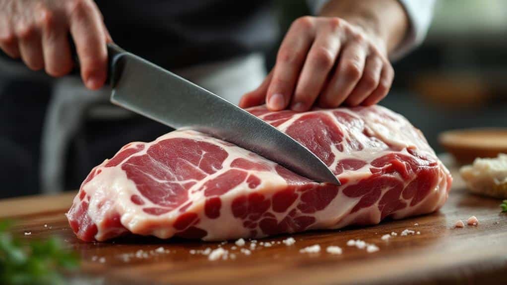 trim pork fat carefully