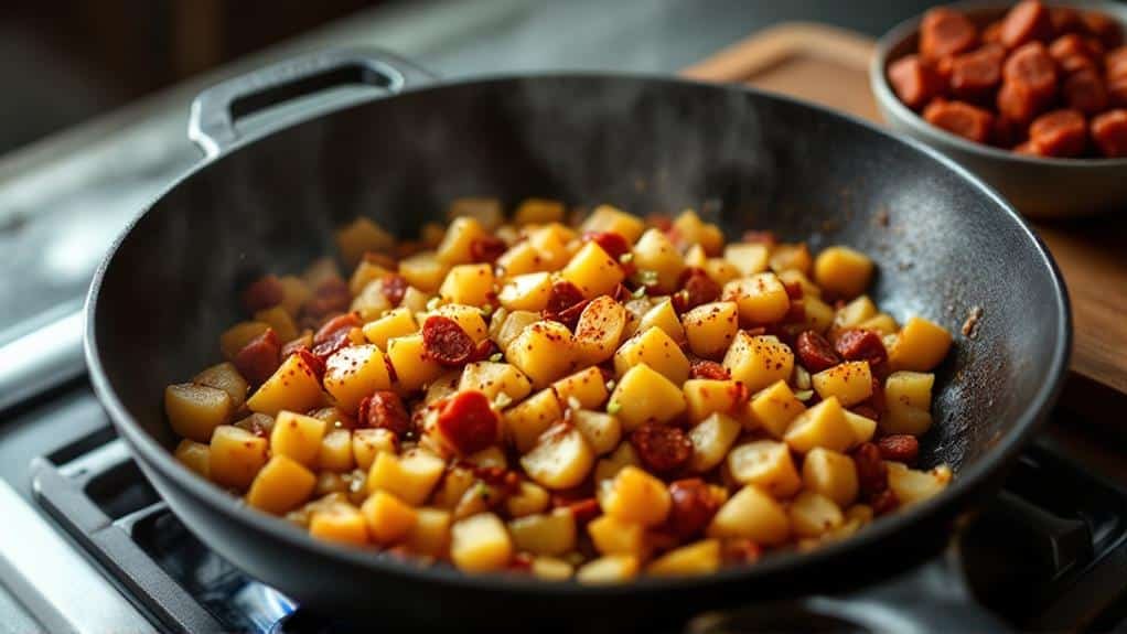 cooking steps in skillet