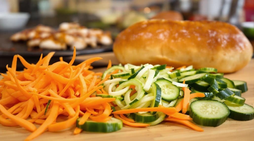 cut carrots and cucumbers