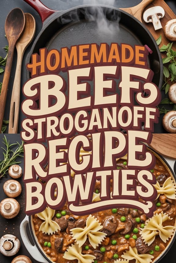 beef stroganoff with bow ties bouyn