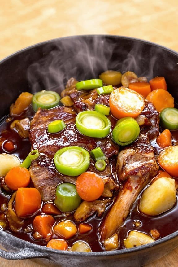 braised oxtail red wine potjie