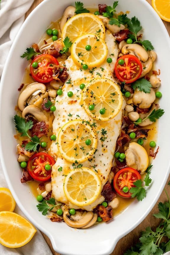 buttery bacon mushroom baked cod