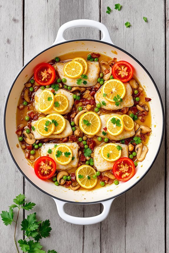 buttery bacon mushroom cod