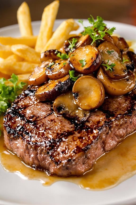 buttery mushroom ribeye steak