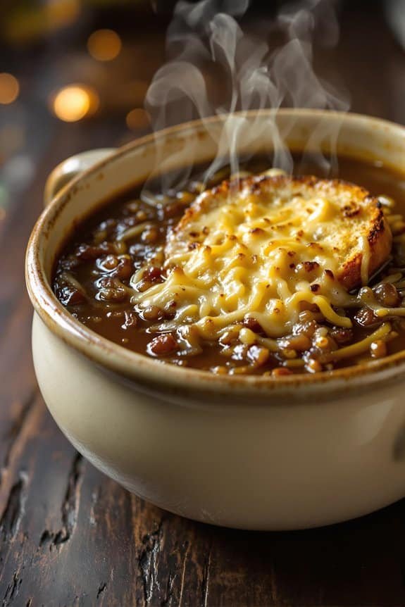 caramelized onions and cheese