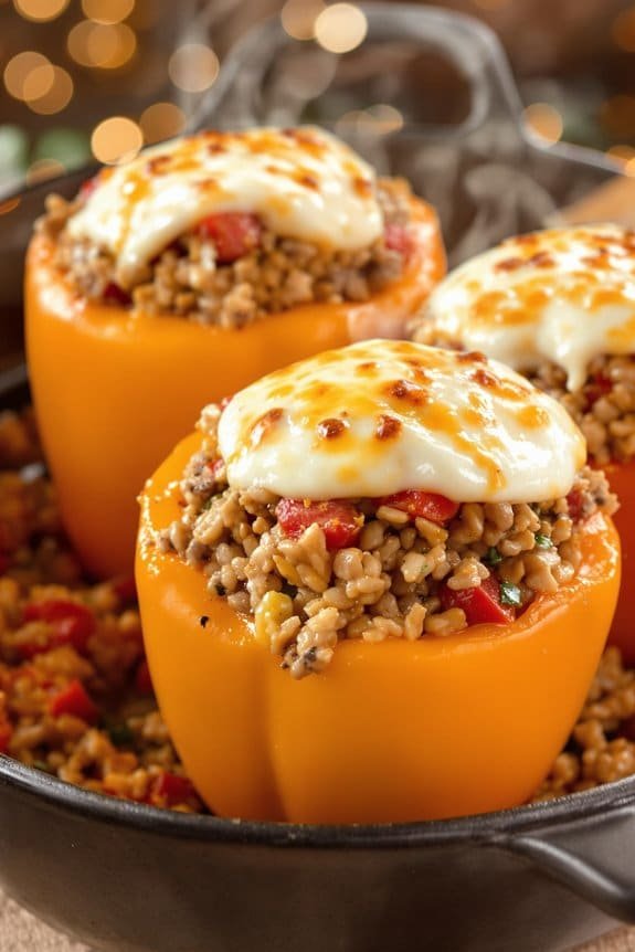cheesy turkey stuffed peppers