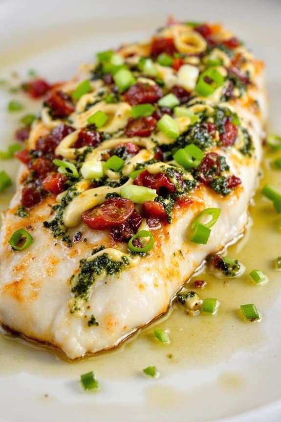 chilean sea bass with pesto