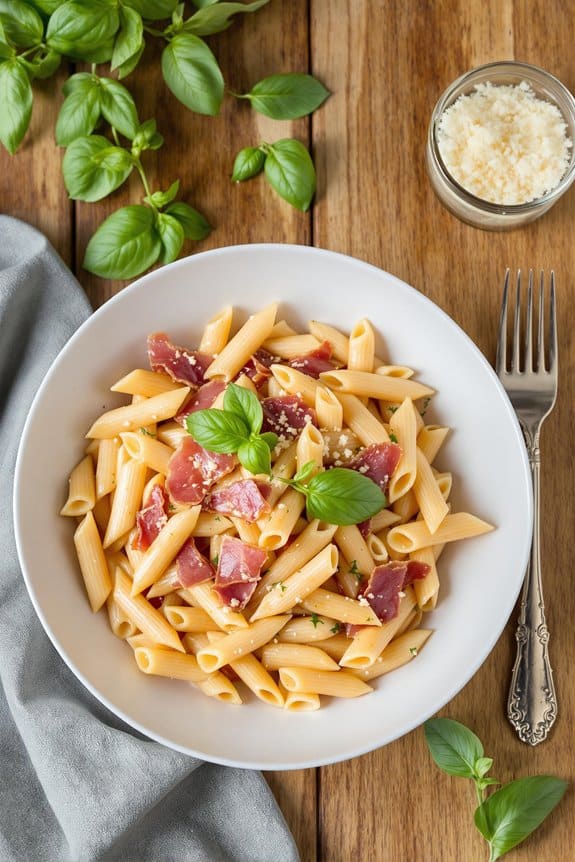 creamy penne with prosciutto