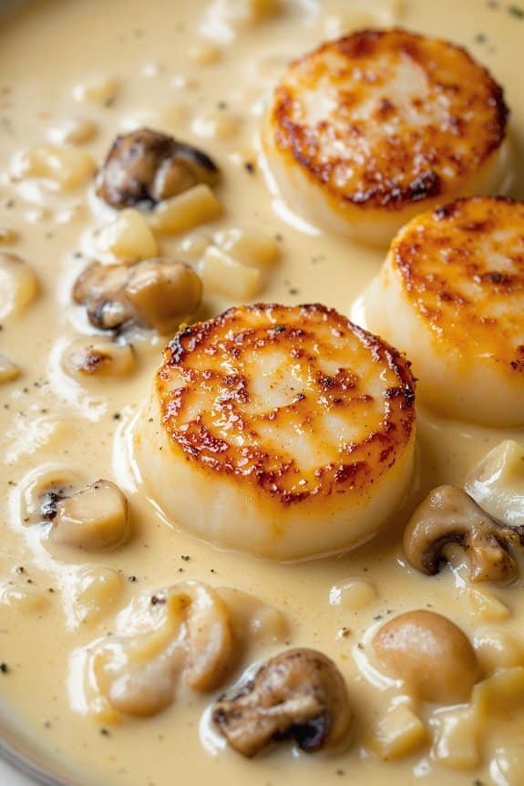 creamy scallops with mushrooms
