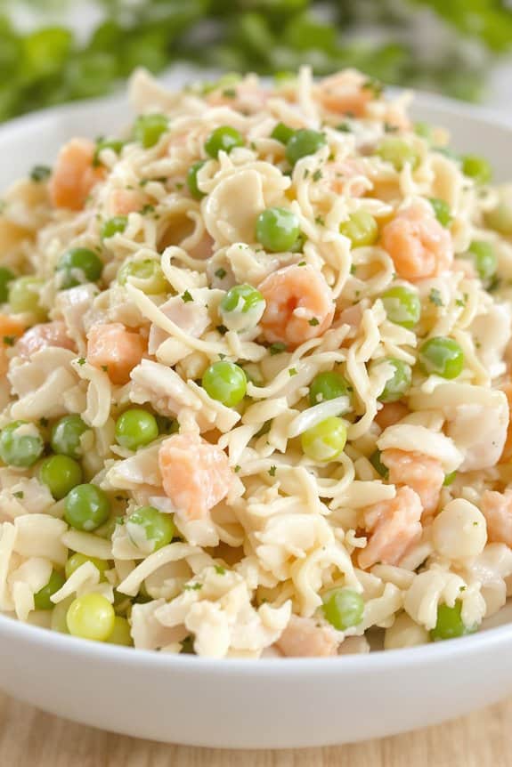 creamy seafood salad preparation