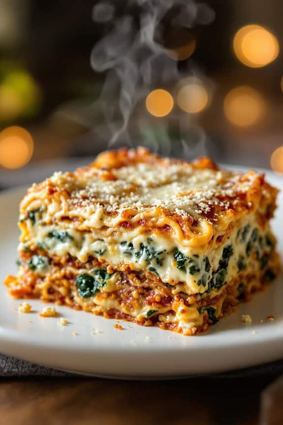 creamy spinach vegetarian lasagna
