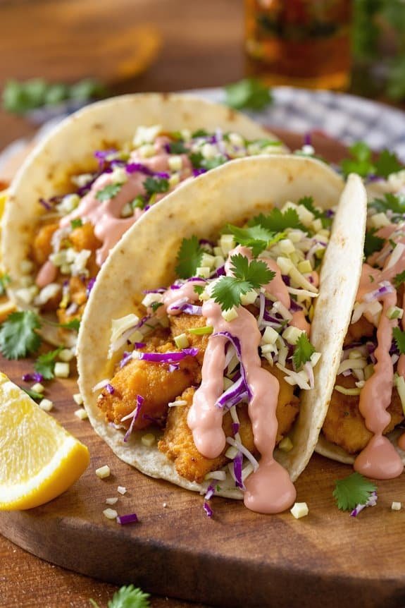 crispy beer battered fish tacos