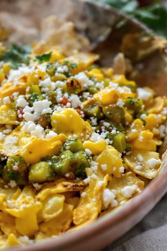 crispy chilaquiles with salsa