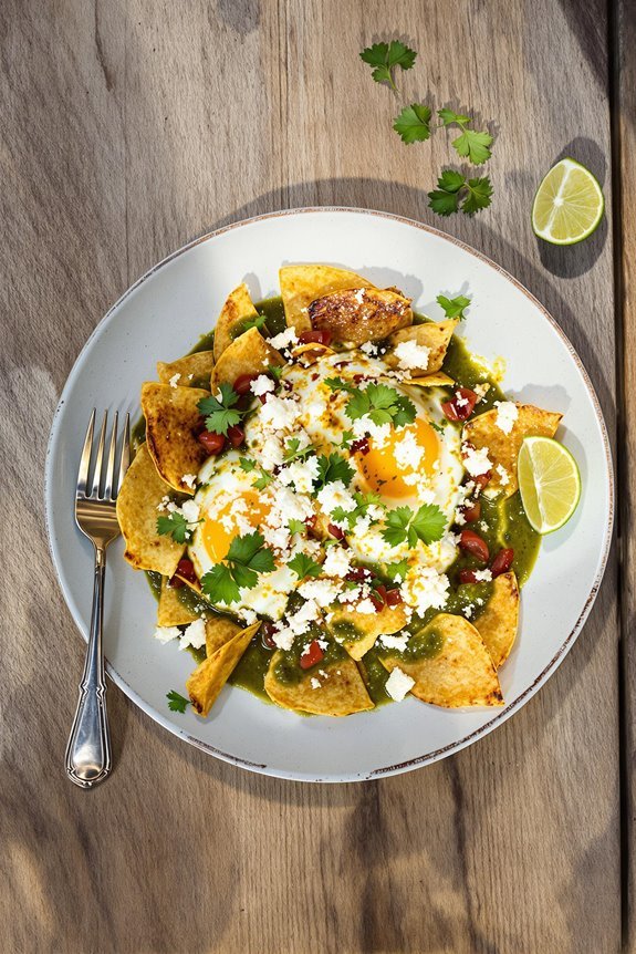 crispy chilaquiles with salsa