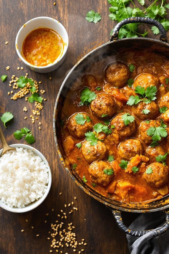 delicious spicy meatball curry