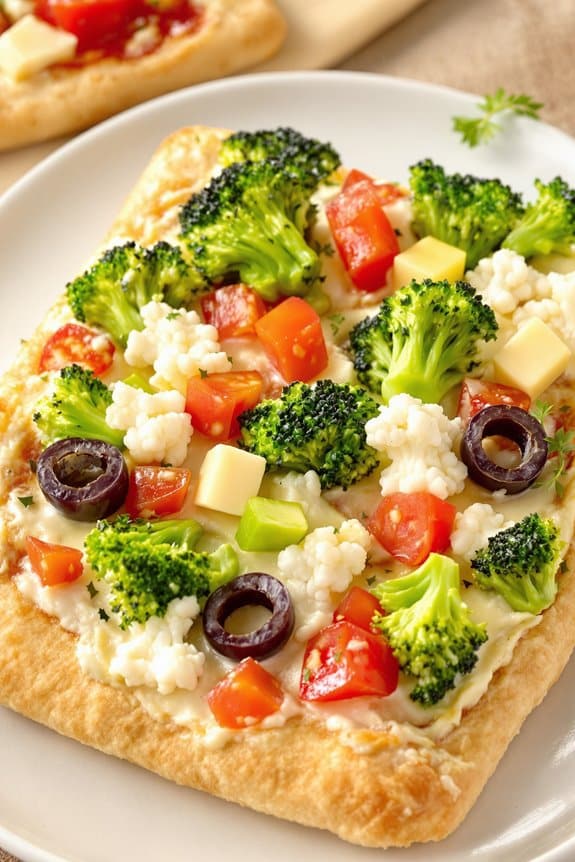 garden fresh veggie pizza preparation