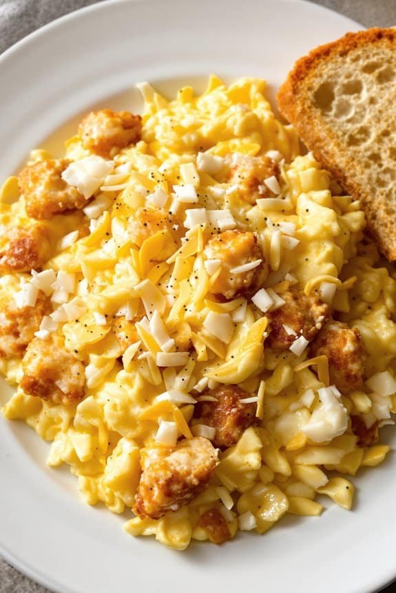 gourmet crab cake scramble