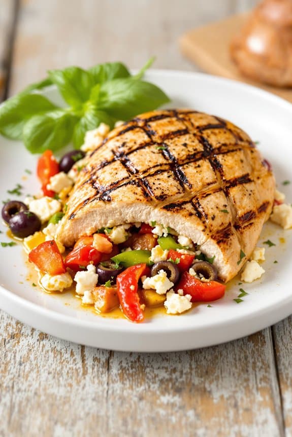 grilled mediterranean stuffed chicken