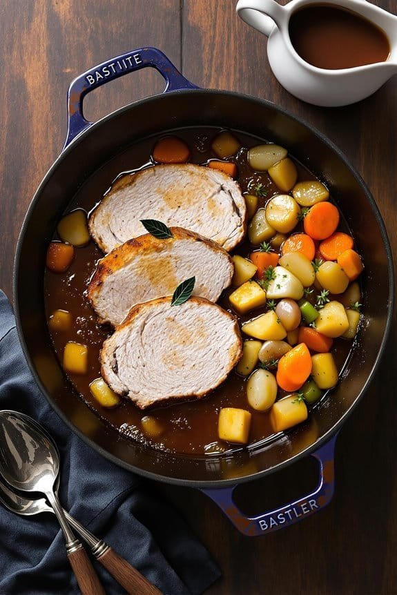guinness braised pork with vegetables
