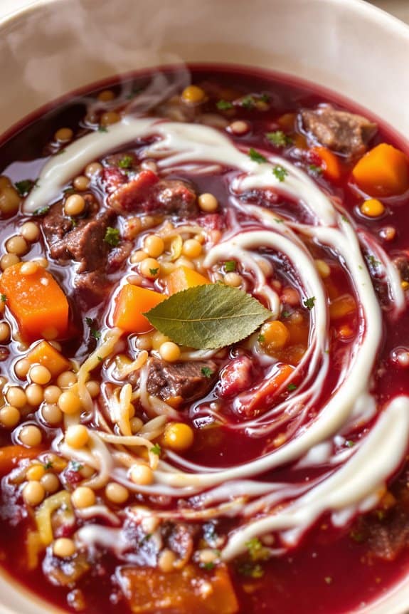 hearty beef borscht preparation