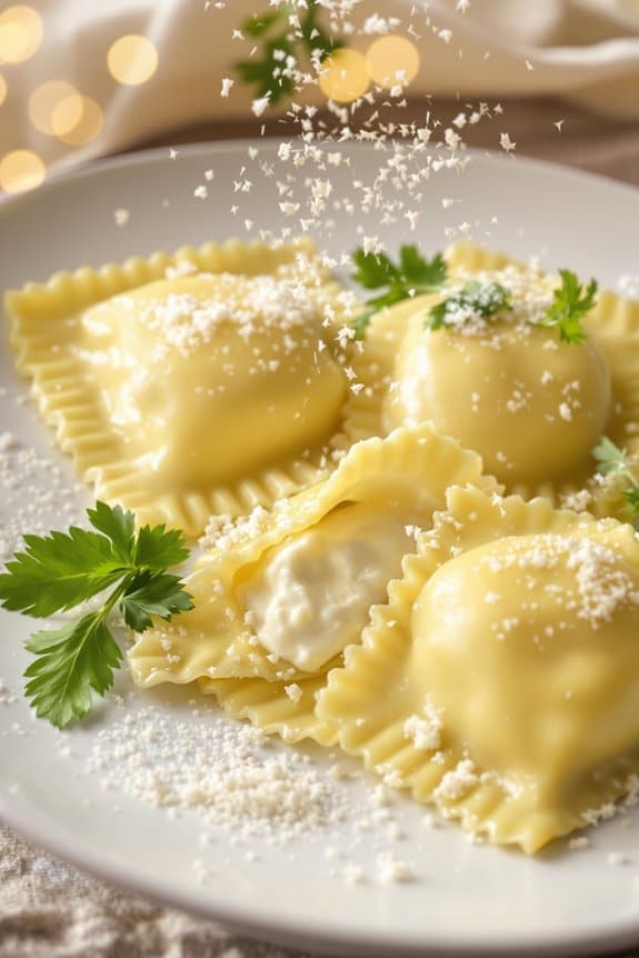 homemade ricotta ravioli preparation