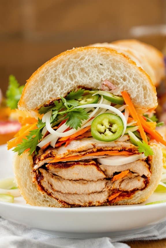 layered vietnamese pork sandwich