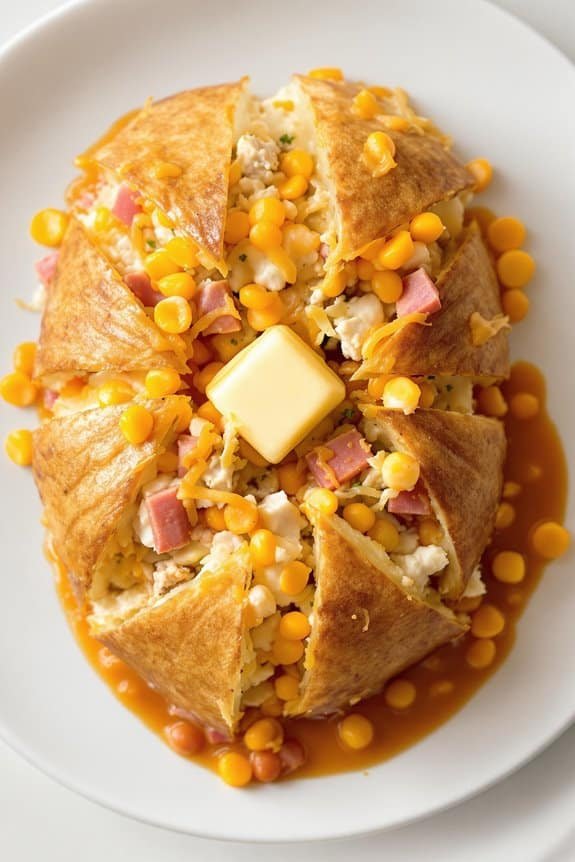 loaded potato with toppings
