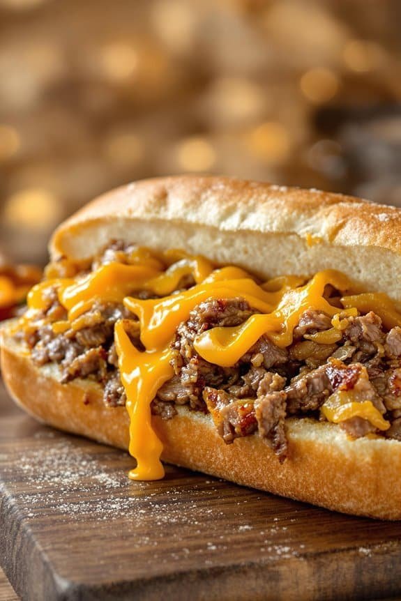 perfectly assembled philly cheesesteak