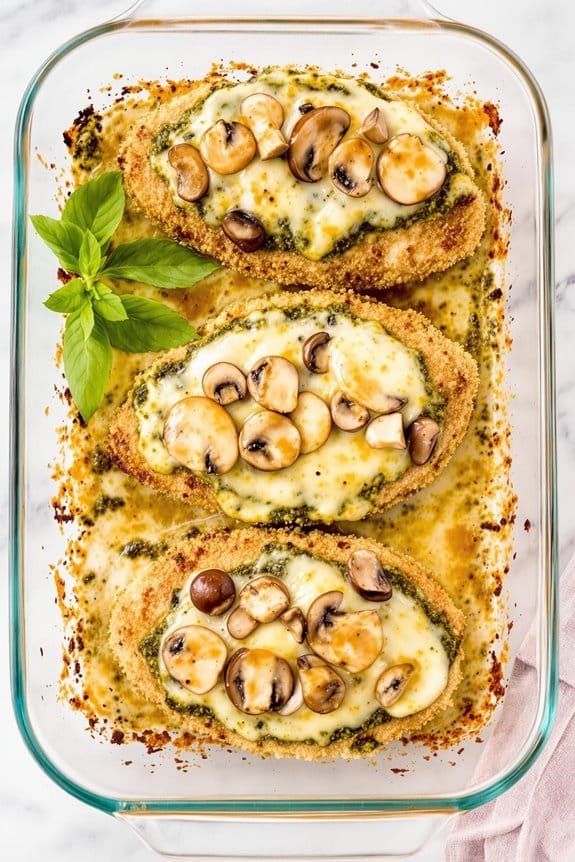pesto chicken with mushrooms