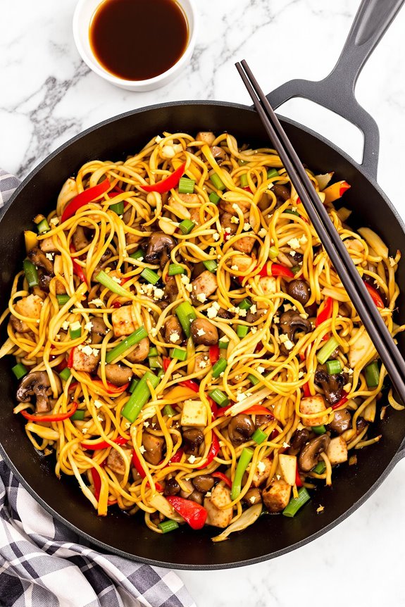 pork stir fry noodle dish
