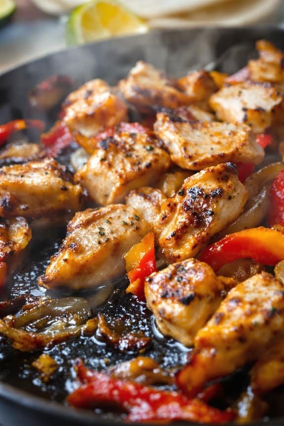 sizzling chicken fajita preparation