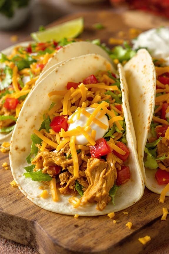 slow simmered salsa chicken tacos
