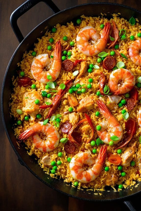 spanish paella with chorizo