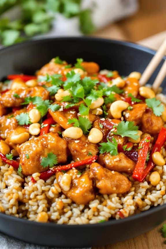 spicy maple cashew chicken