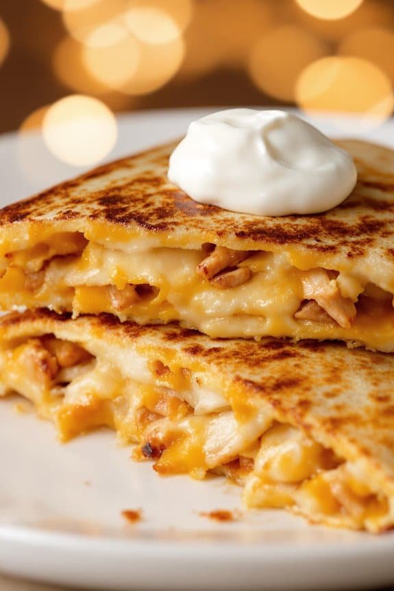 ultimate cheesy chicken quesadilla
