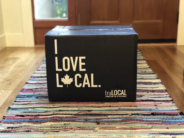 truLOCAL 'I Love Local' meat delivery box on the doorstep.